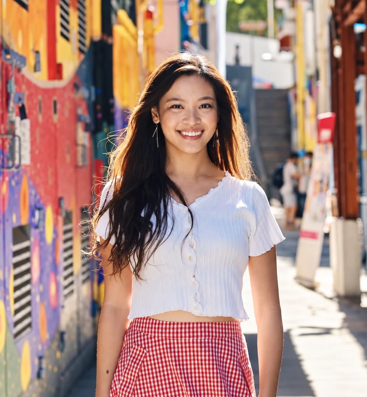 Flora, founder of Bloom and Sound, smiling outdoors
